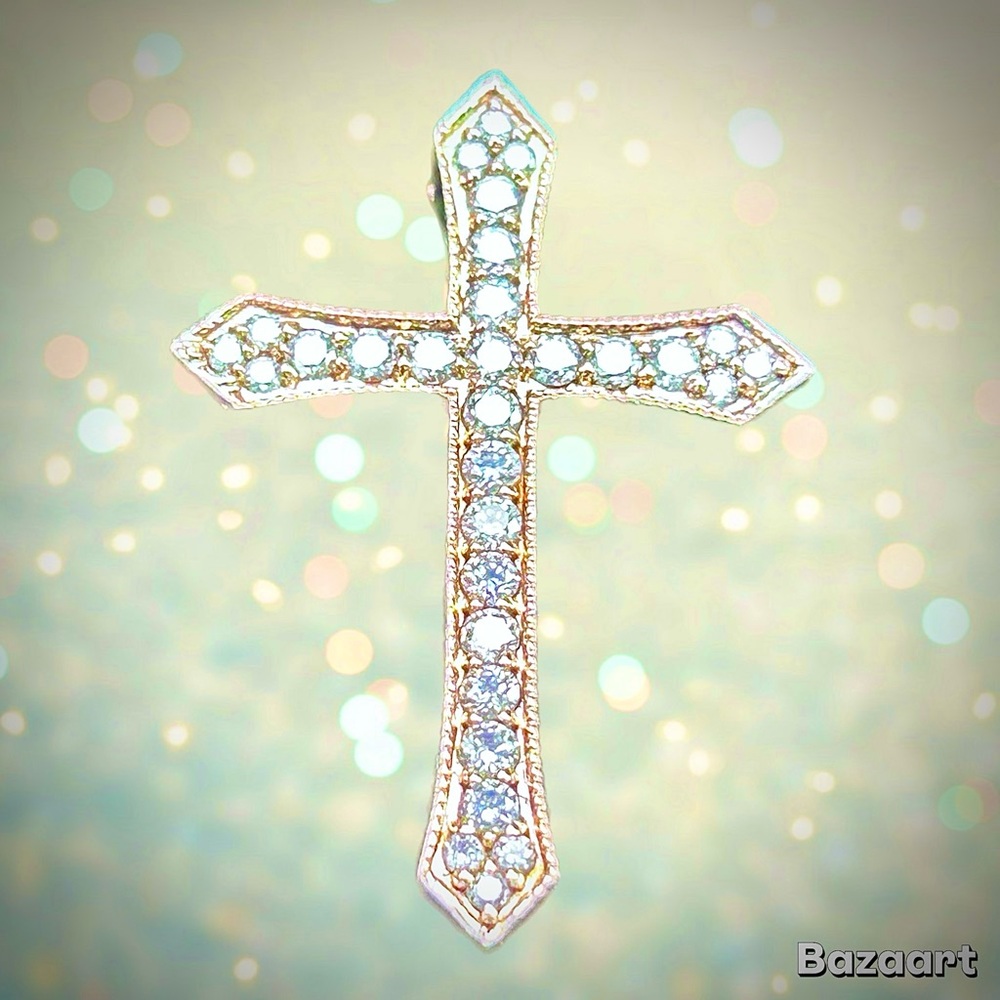 14K Rose Gold & Diamond Cross Pendant